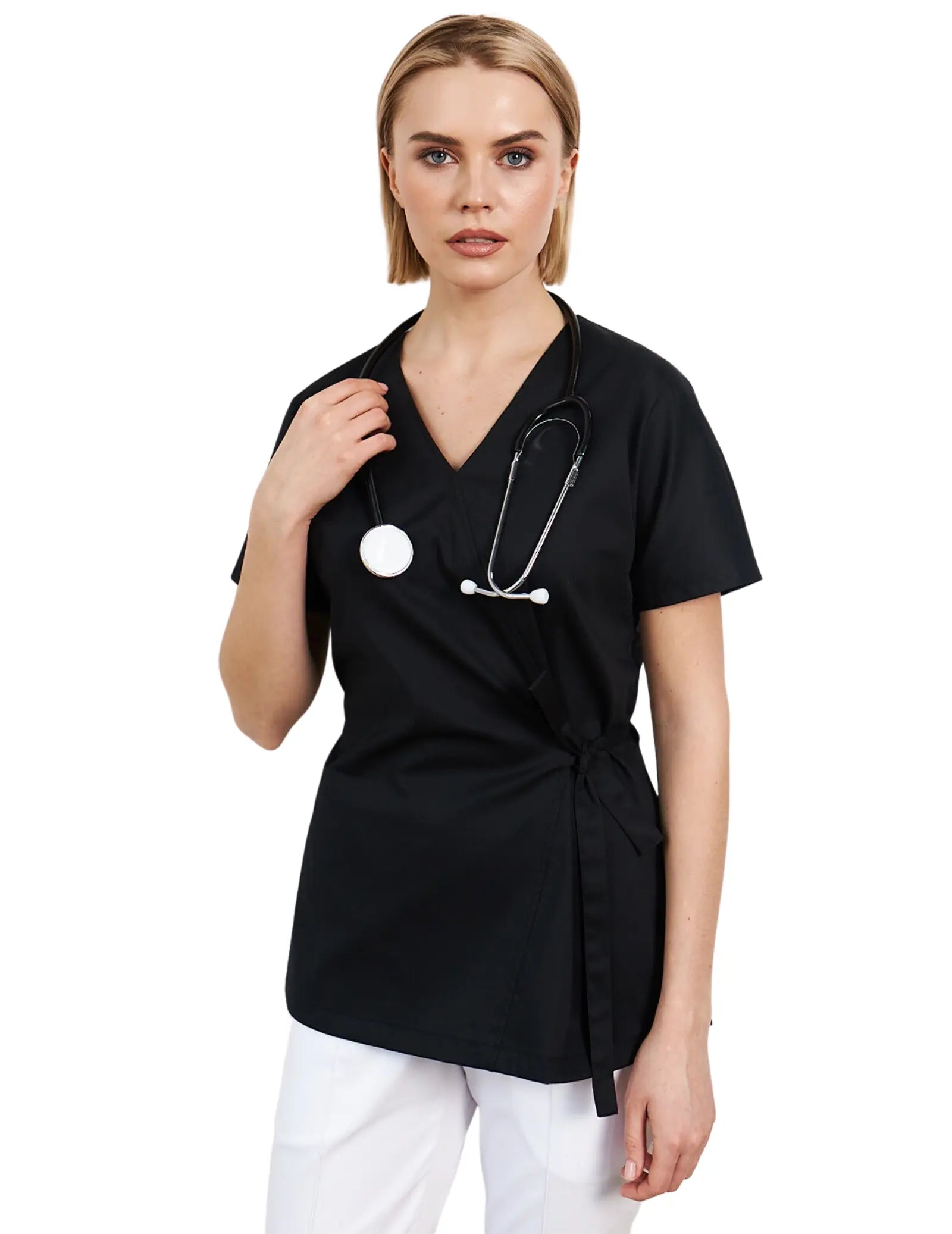 Recycled Fabric Short Sleeve TopsTreat in Style Women's Short-Sleeve Medical Scrub Top - Black