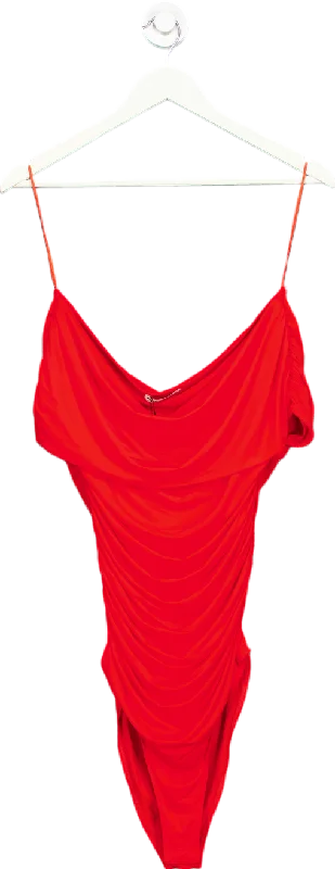 Zara Red Ruched Swimsuit UK L