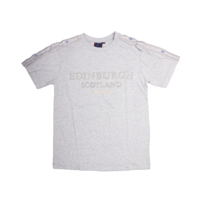 Distressed T-Shirts3D Embroidered Edin/Scot T-Shirt Grey