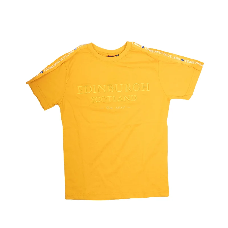 Sheer T-Shirts3D Embroidered Edin/Scot T-Shirt Mustard