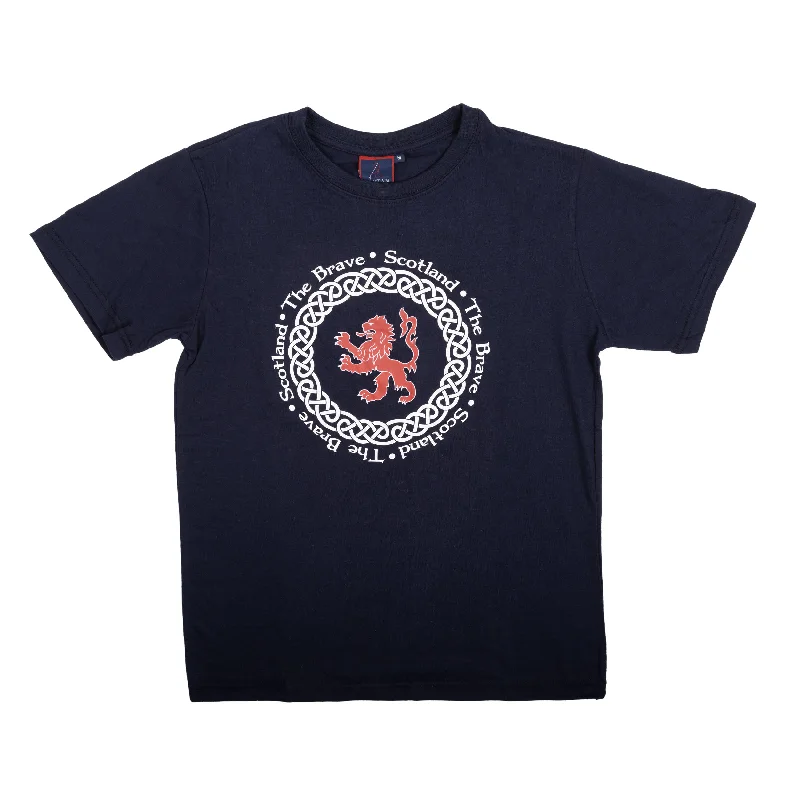 Striped T-ShirtsAdults Tshirt Celtic Lion Scot The Brave Navy