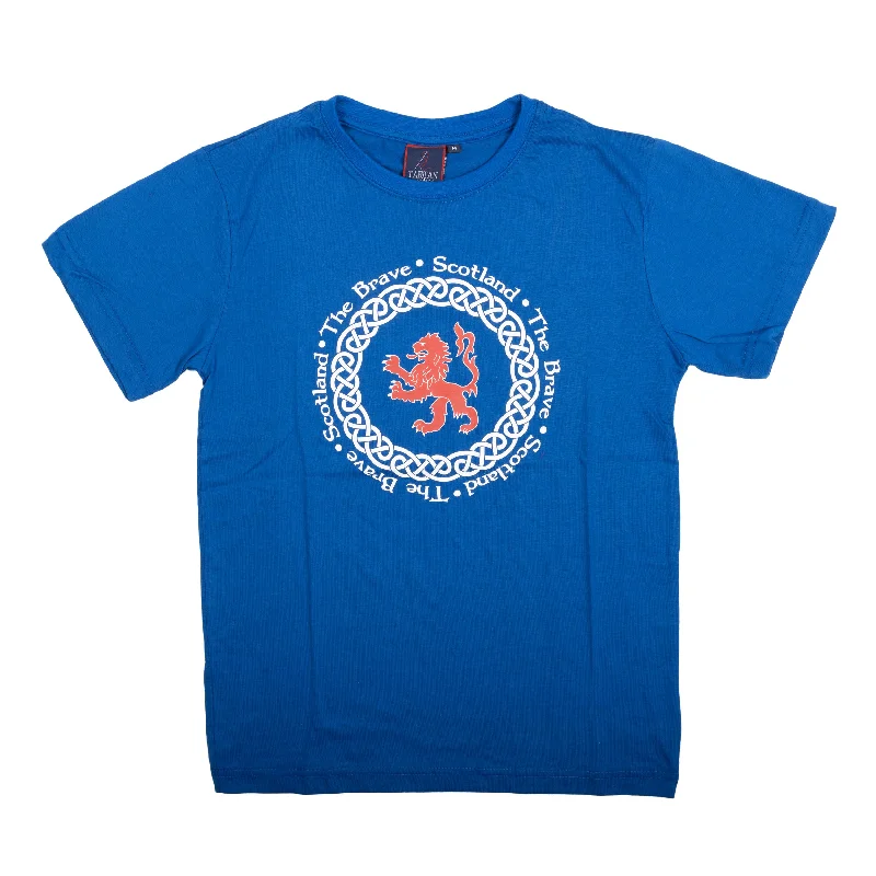 Scoop Neck T-ShirtsAdults Tshirt Celtic Lion Scot The Brave Royal Blue