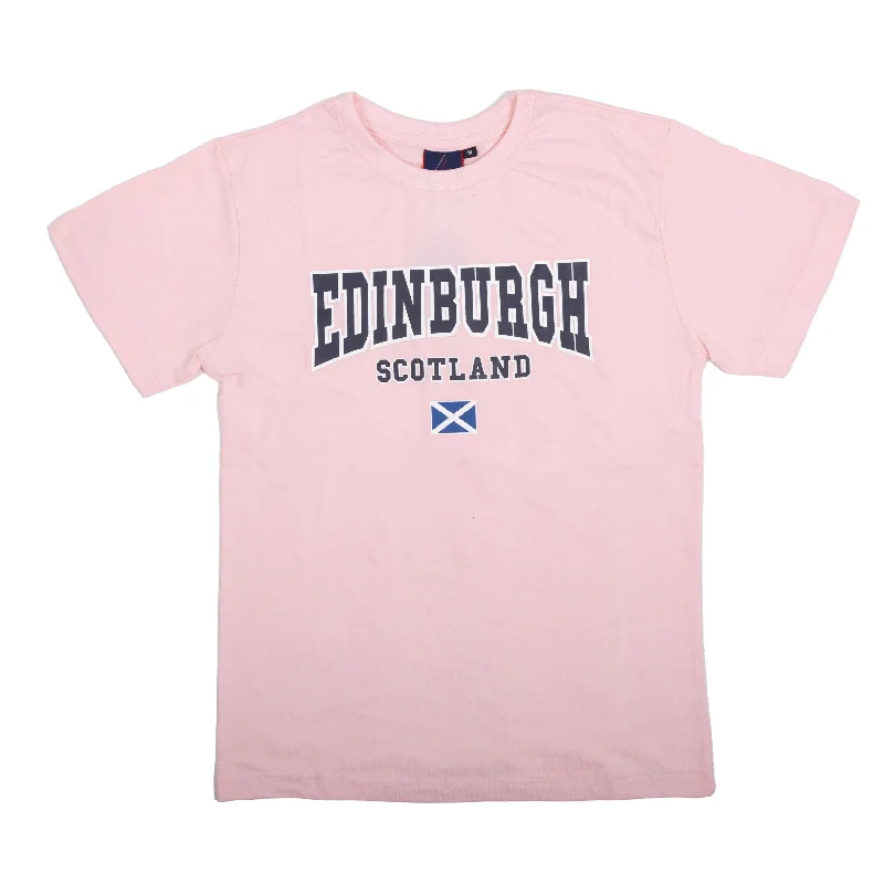 Waterproof T-ShirtsAdults Tshirt Edinburgh/ Scotland / Flag Baby Pink