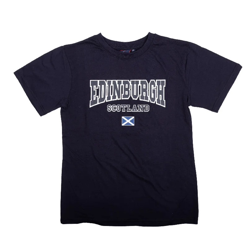 Beaded T-ShirtsAdults Tshirt Edinburgh/ Scotland / Flag Navy