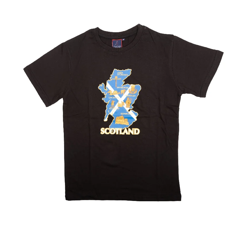 Velvet T-ShirtsAdults Tshirt Scotland Map Black