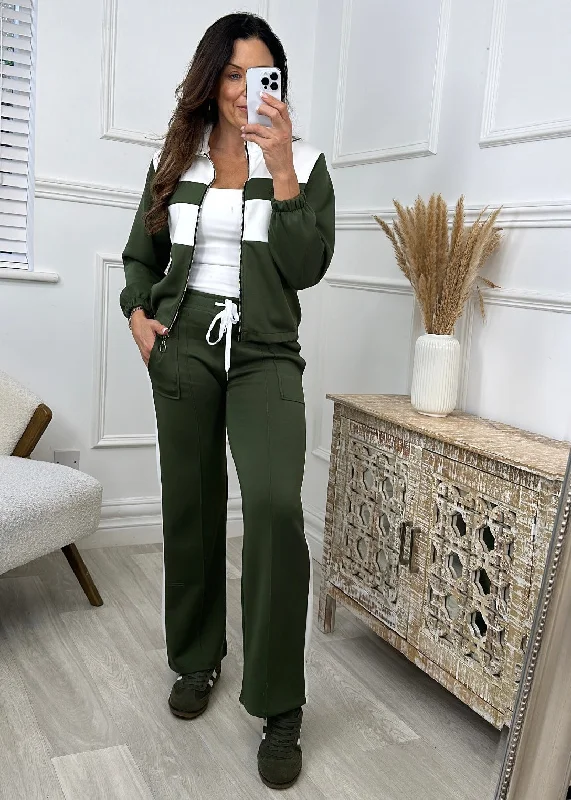 Colette Khaki Colour Block Tracksuit