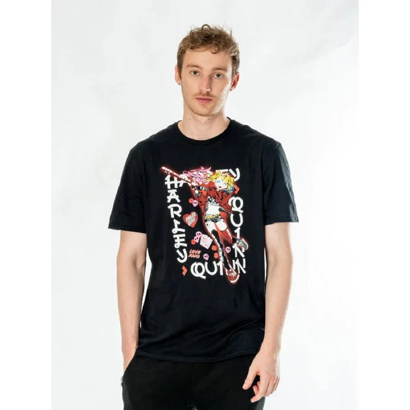 Cropped T-ShirtsHarley Quinn Black Adult Anime Good Night T-shirt