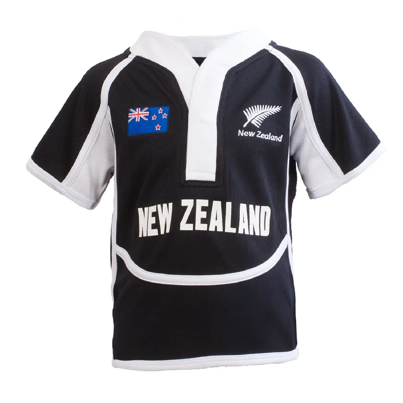 Leather-Paneled T-ShirtsKids Cooldry New Zealand Rugby Shirt