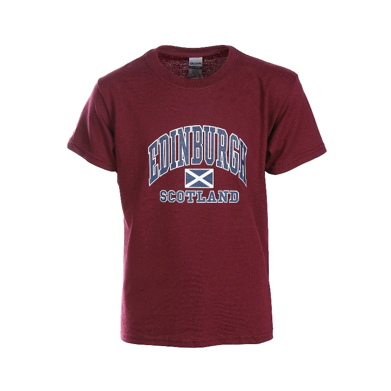 Leather-Paneled T-ShirtsKids Edinburgh Harvard Print T/Shirt Maroon