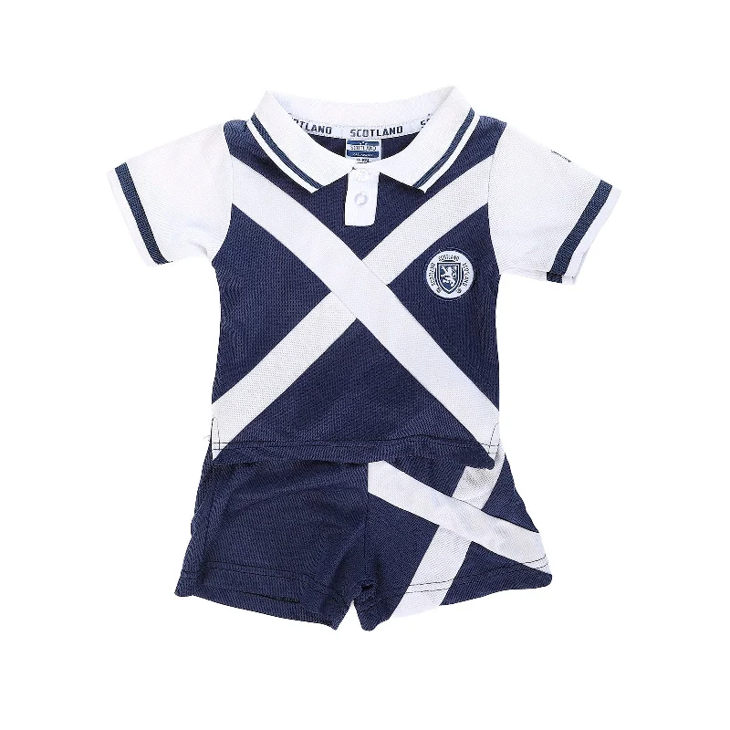 Cropped T-ShirtsKids Saltire Scotland Football Kit Top & Shorts Set Navy