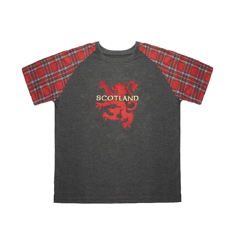 Camping T-ShirtsT-Shirts Emb Lion/Scotland Tartan Sleeve