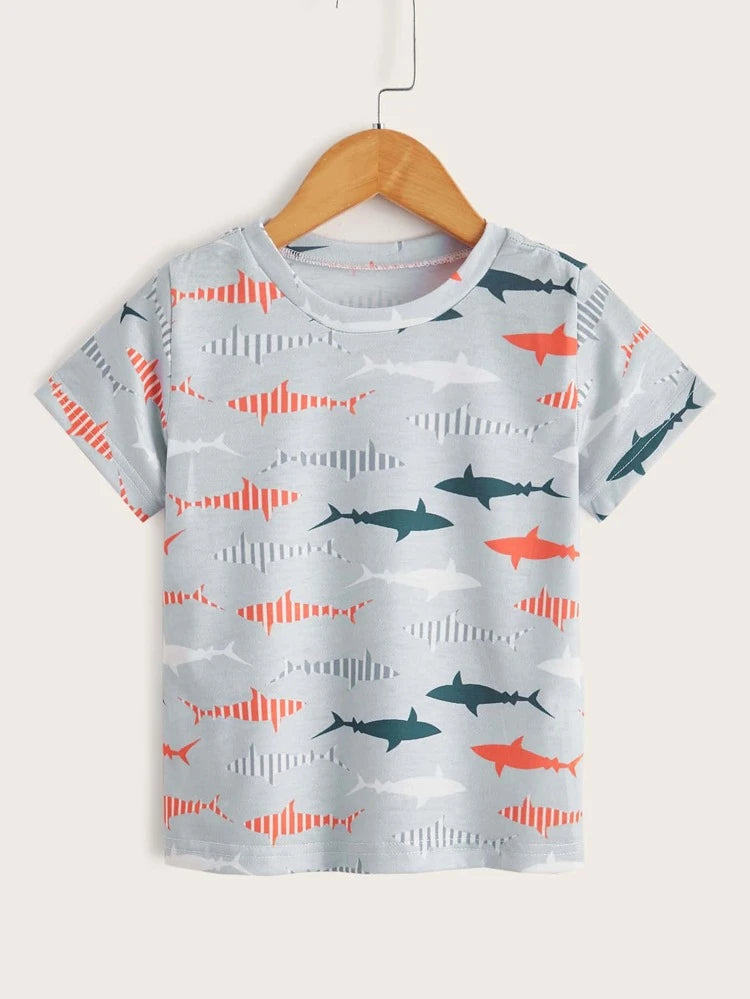 Punk Short Sleeve TopsBoys’ Short-Sleeved Sharks Tee