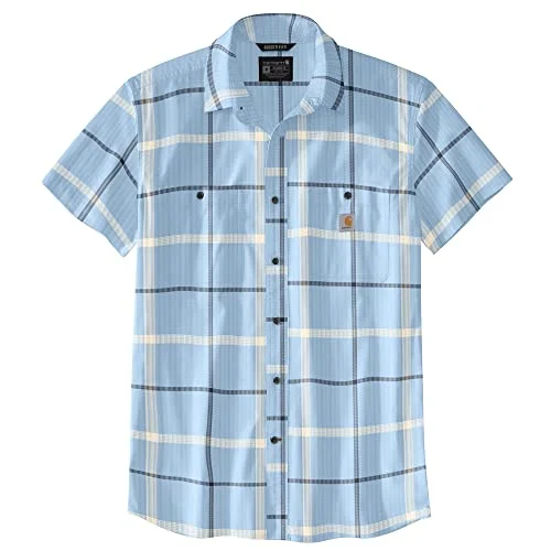 French Terry Short Sleeve TopsCarhartt 105701 Men's Rugged Flex Relaxed Fit Lightweight Short-Sleeve - Moonstone, Large Big Tall