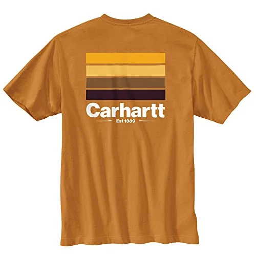 V-Neck Short Sleeve TopsCarhartt 105713 Men's Relaxed Fit Heavyweight Short-Sleeve Pocket Line Graphic - 2X-Large Tall - Golden Oak