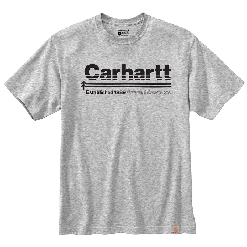 Jersey Short Sleeve TopsCarhartt 105754 Men's Relaxed Fit Heavyweight Short-Sleeve Outdoors Graphic T-S - 3X-Large Regular - Heather Gray