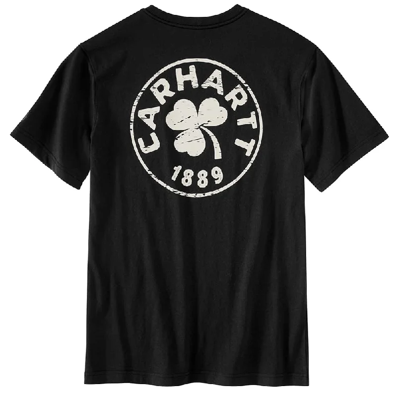 Gym Short Sleeve TopsCarhartt 106219 Men's Relaxed Fit Heavyweight Short-Sleeve Pocket Shamrock GRAP - 2X-Large Regular - Black