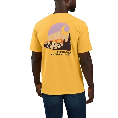 Cycling Short Sleeve TopsCarhartt 106581 Men's Relaxed Fit Heavyweight Short-Sleeve Denali National Park