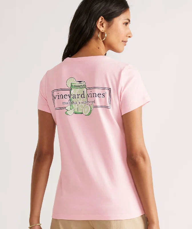 Travel Short Sleeve TopsVineyard Vines Classic Margarita Logo Box Short-Sleeve Pocket Tee - Flamingo