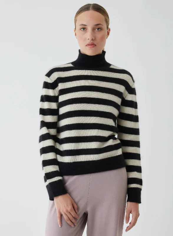 Majestic Filatures Novelty Stripe Turtleneck Sweater