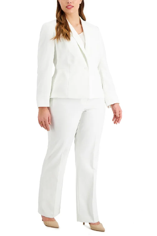 Le Suit Notched Collar One Button Closure with Mid Rise Zipper with Hook and Bacr Closure Pant