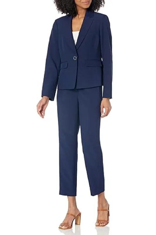 Le Suit Petite Stretch Crepe One Button Pantsuit