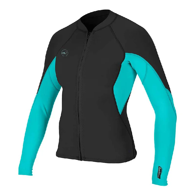 O'Neill Womens Reactor2 1.5mm FZ Wetsuit Jacket - Black/Light Aqua